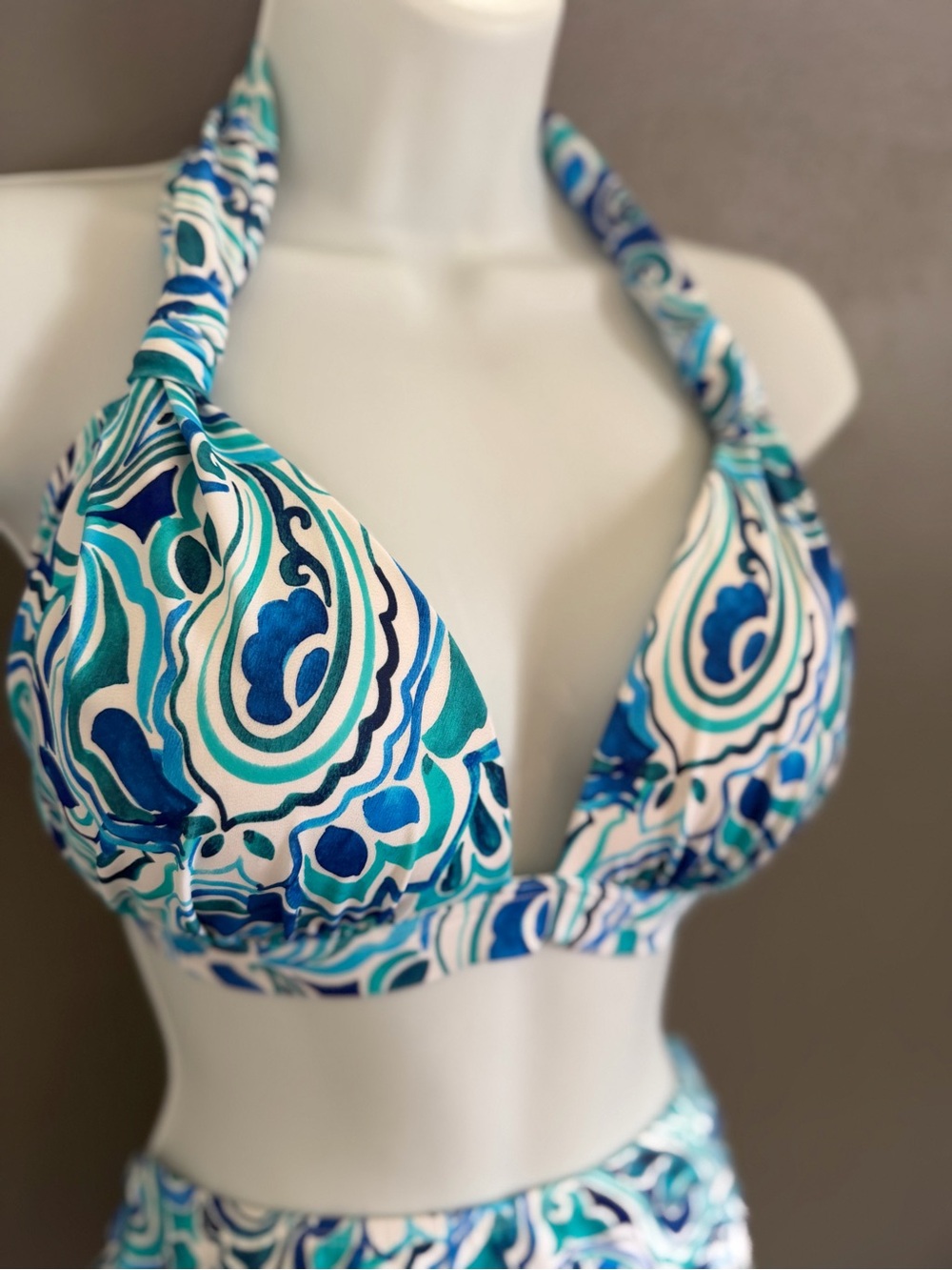 VENUS Teal & Blue Paisley Halter Bikini - Picture 3 of 8